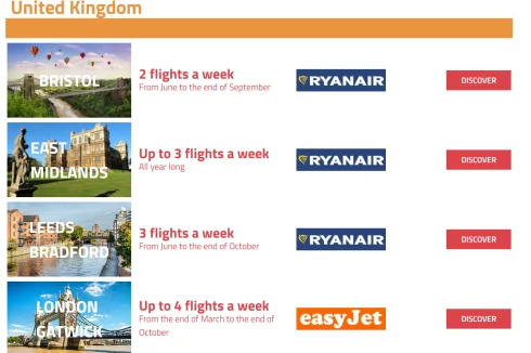 direct flights to UK from limoges airport