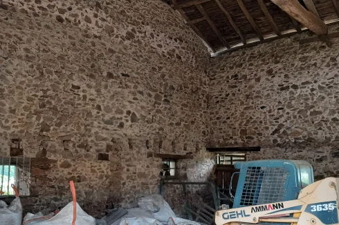 Interior of the stone barn