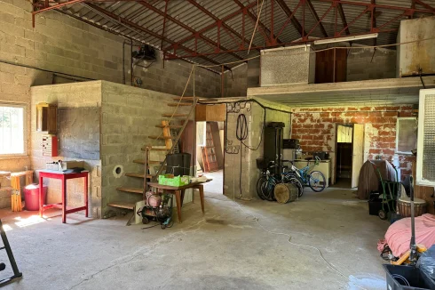 Inside hangar