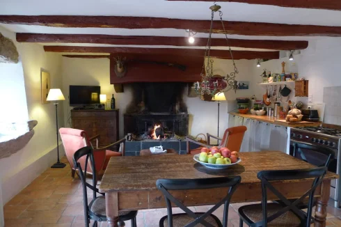 Kitchen with fireplace