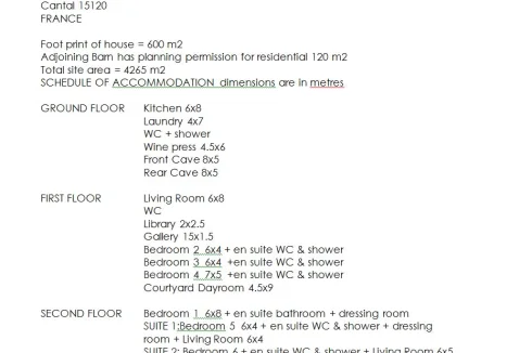 Schedule of accommodation