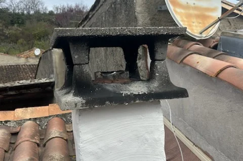 Chimney newly lined, satellite dish