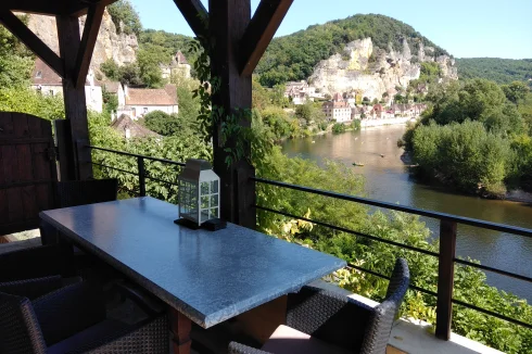 Chateau La Malartrie and La Roque Gageac from the terrace