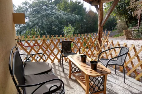One of two covered outside terraces