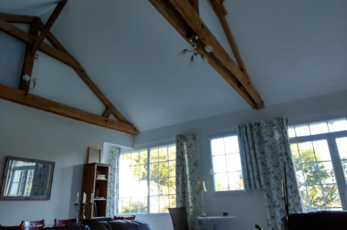 Interesting interior with exposed beams