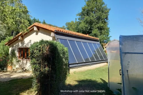Workshop with solar panels