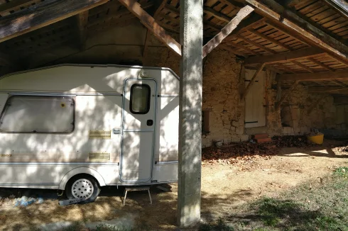 Covered area at southern end of cottage.