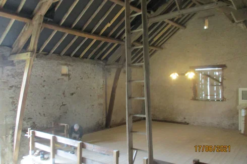 raised wood floor in the barn