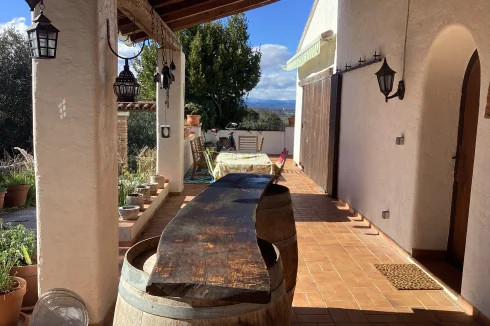 Main entrance terrasse and Cévennes Mountains view