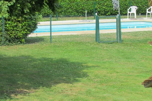 Pool and sunflowers in surrounding fields.