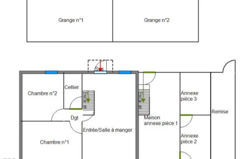 Plan du rez-de-chaussée des deux maisons