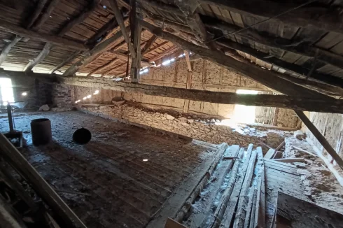 Old house attic over bedroom