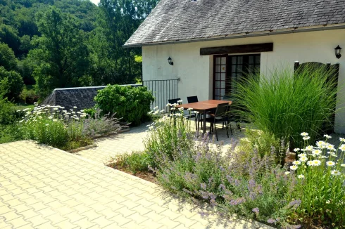 the terrace of a gîte