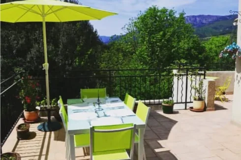 Terrace overlooking the mountains