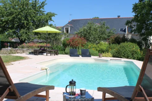 Pool towards barn