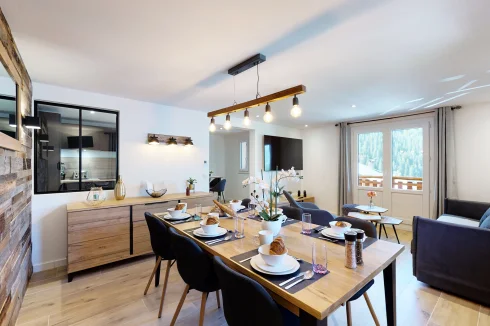 Living room with balcony, Courchevel view